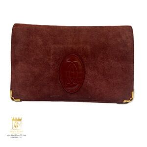 Cartier Maroon Suede Clutch